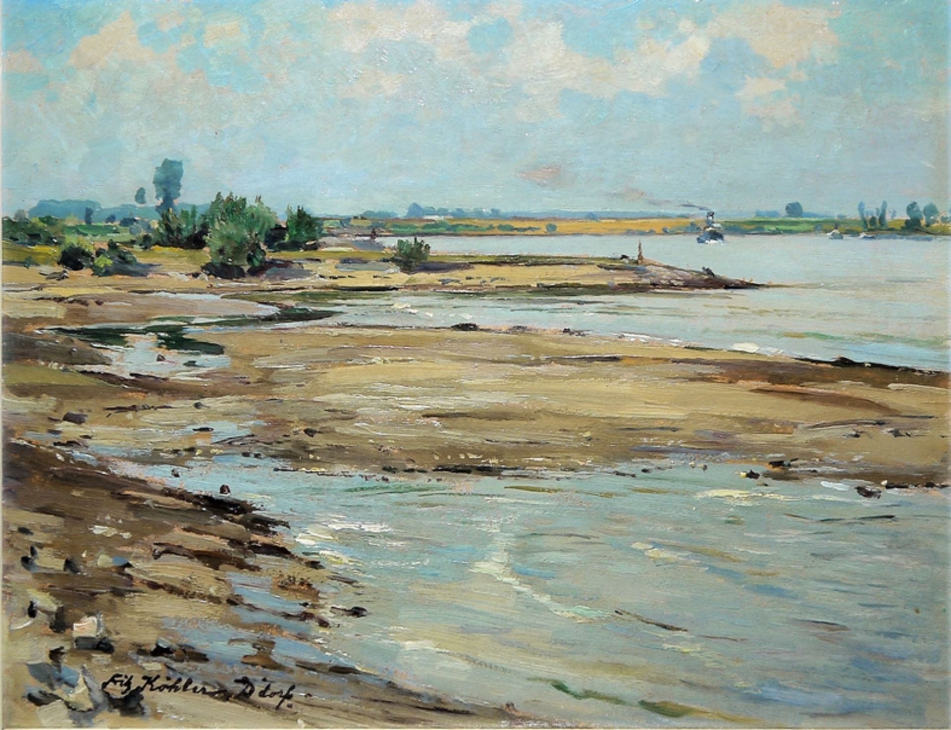 Fritz Köhler, Seelandschaft, Ölgemälde, gerahmt