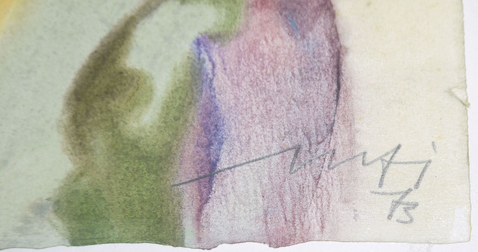 Willy Ulfig, Sommerlicher Blumenstrauß, großes signiertes Aquarell von 1973 - Bild 2 aus 2