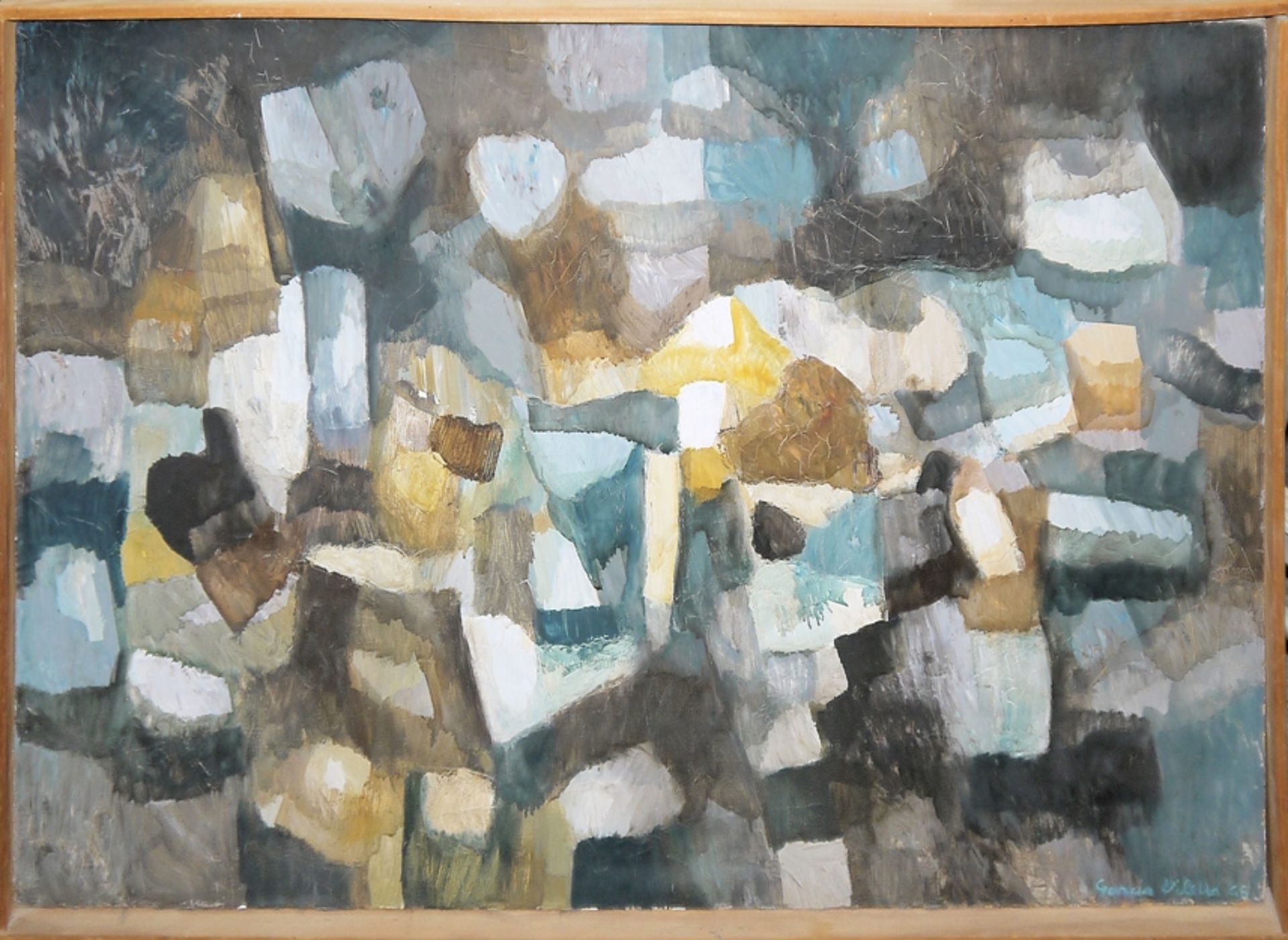 Francesco Garcia Vilella, Abstrakte Komposition, Ölgemälde von 1968, gerahmt