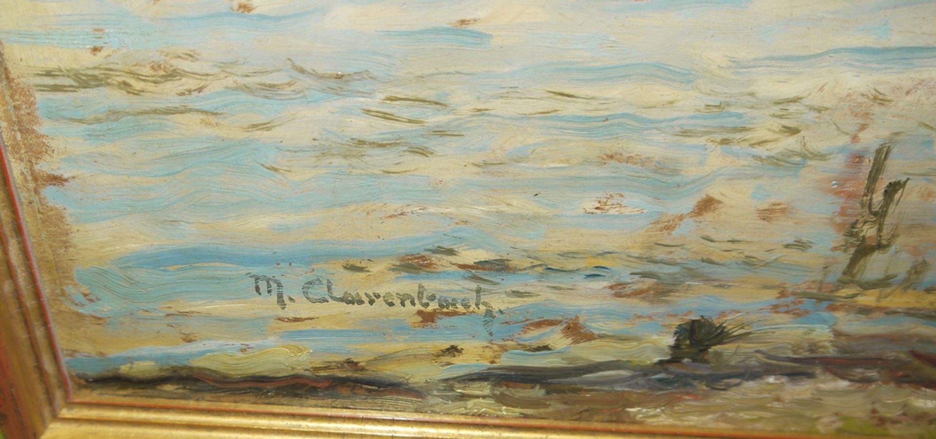Max Clarenbach, Rheinische Uferlandschaft, wohl an der Erft, Ölgemälde, gerahmt - Bild 3 aus 3