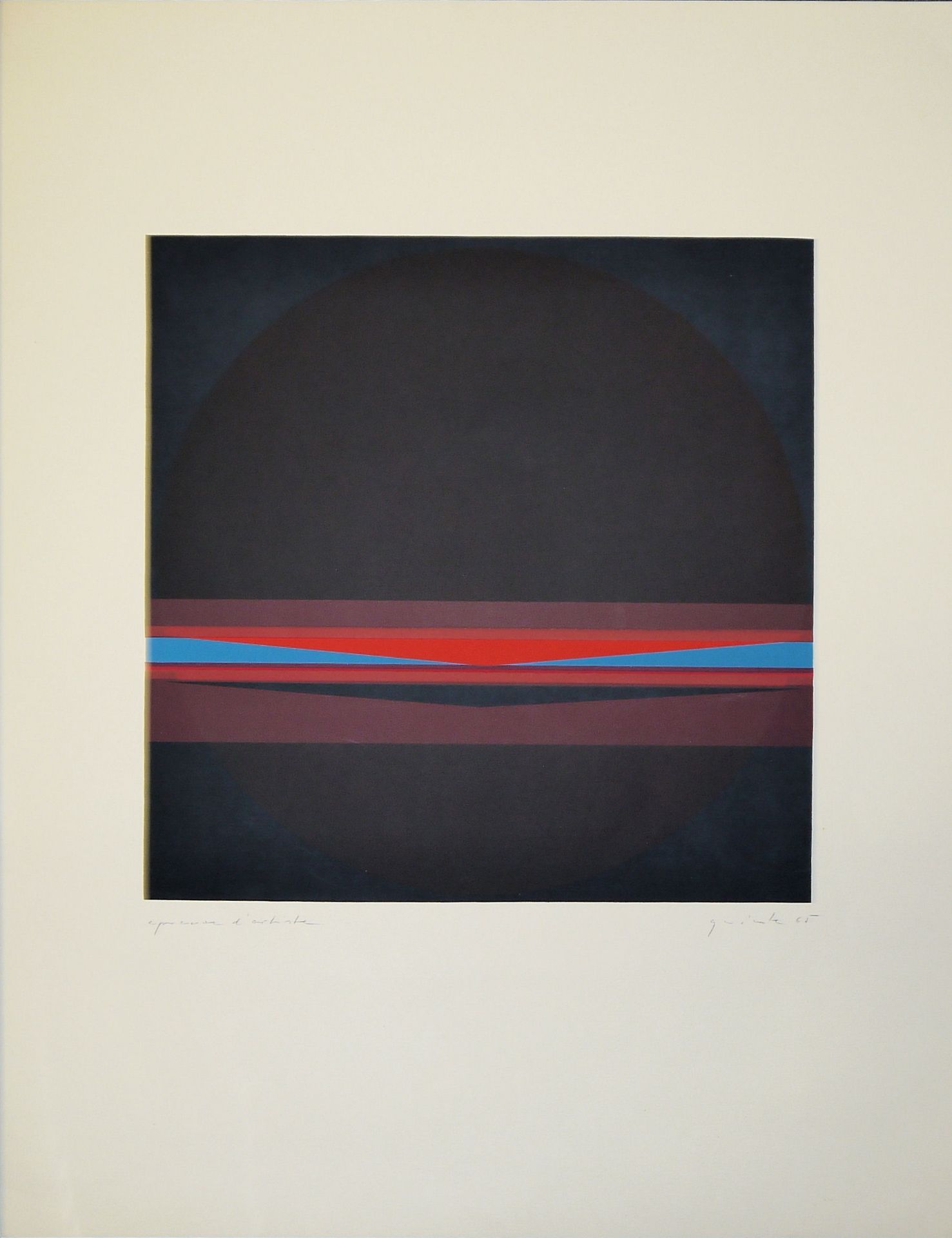 Lothar Quinte, "Corona mit Streifen", sign. Farbsiebdruck von 1965