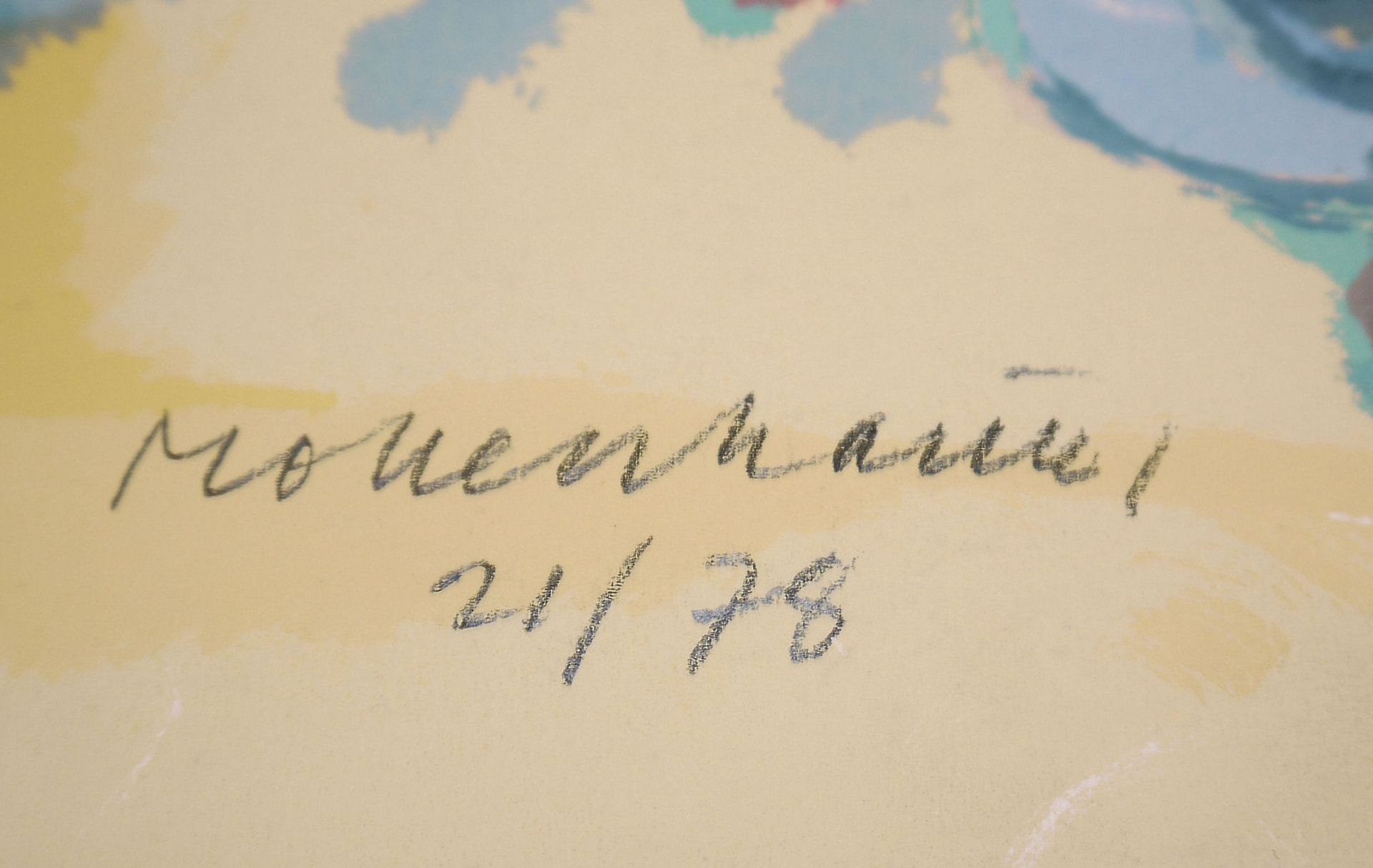 Ernst Mollenhauer, Boote am Strand von Sylt, große Farblithographie, signiert - Bild 2 aus 2