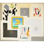 Sammlungs-Nachlass mit 7 großen Blatt moderne Kunst, 1960er ff.: Allan d`Arcangelo, Friedrich Geile