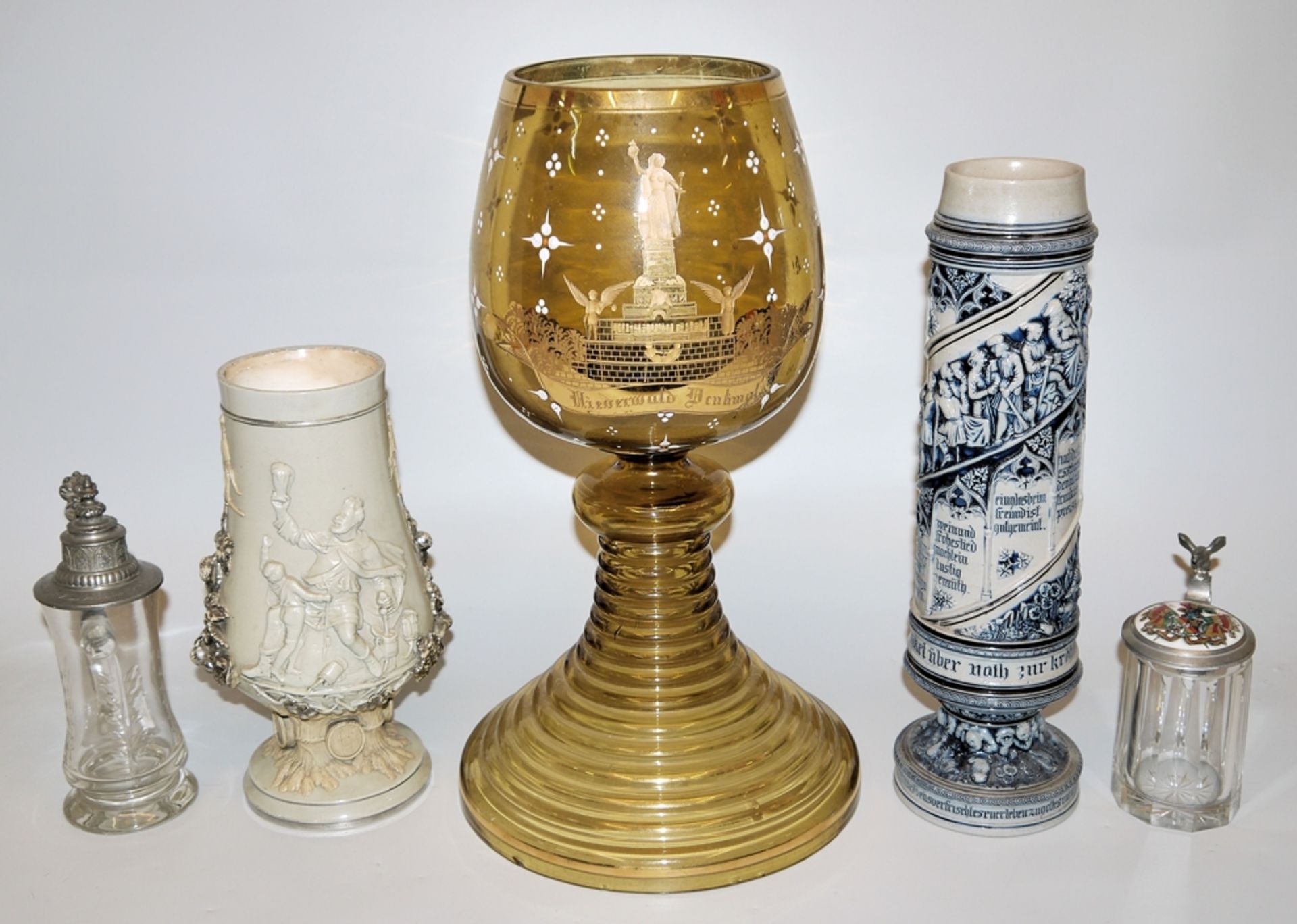 Kleine Sammlung Pokale und Krüge des Historismus um 1890 bis 1919