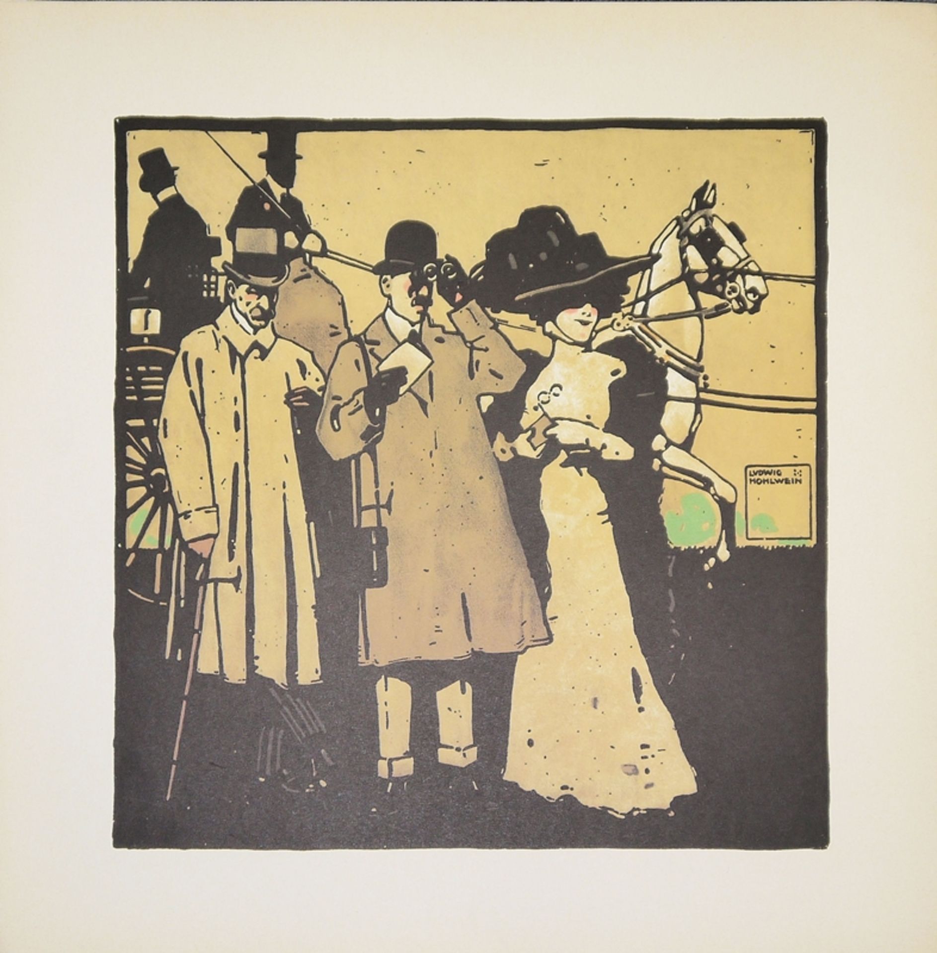 Ludwig Hohlwein, "Rennsportbilder", 4 große Farblithographien von 1909 - Bild 3 aus 4