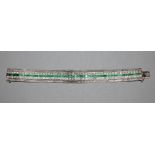 Brillant-Armband mit Smaragden, Gold