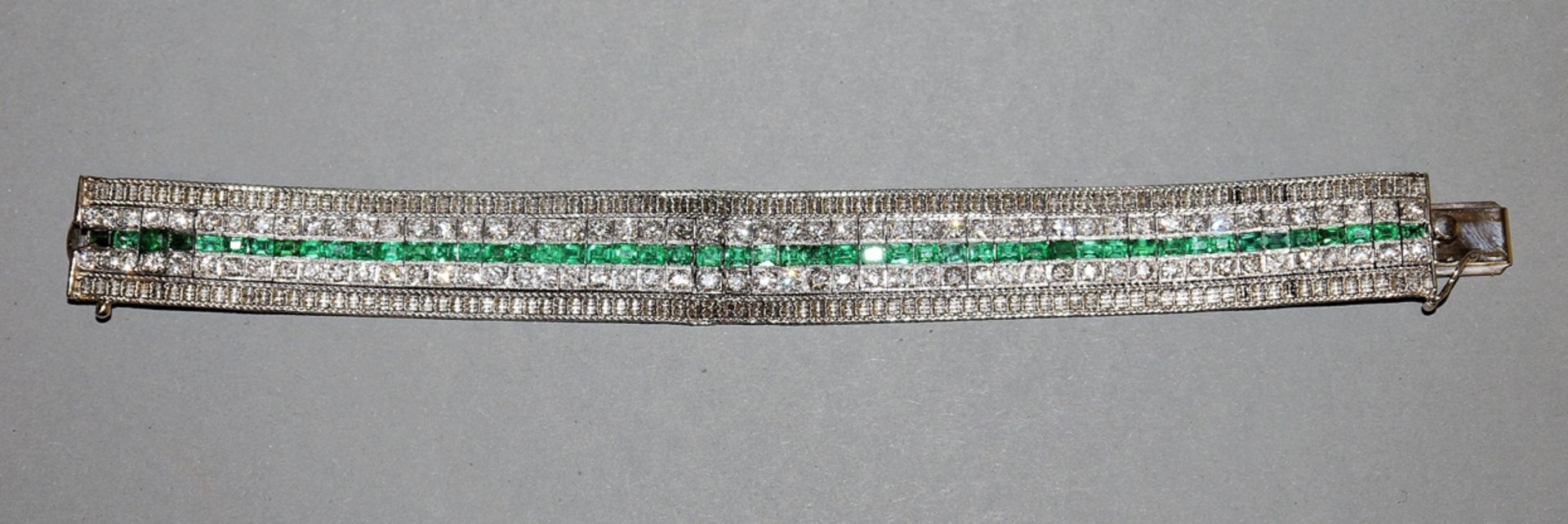 Brillant-Armband mit Smaragden, Gold