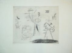 Willi Baumeister, "Zwei Weltalter", signierte Kaltnadelradierung von 1947