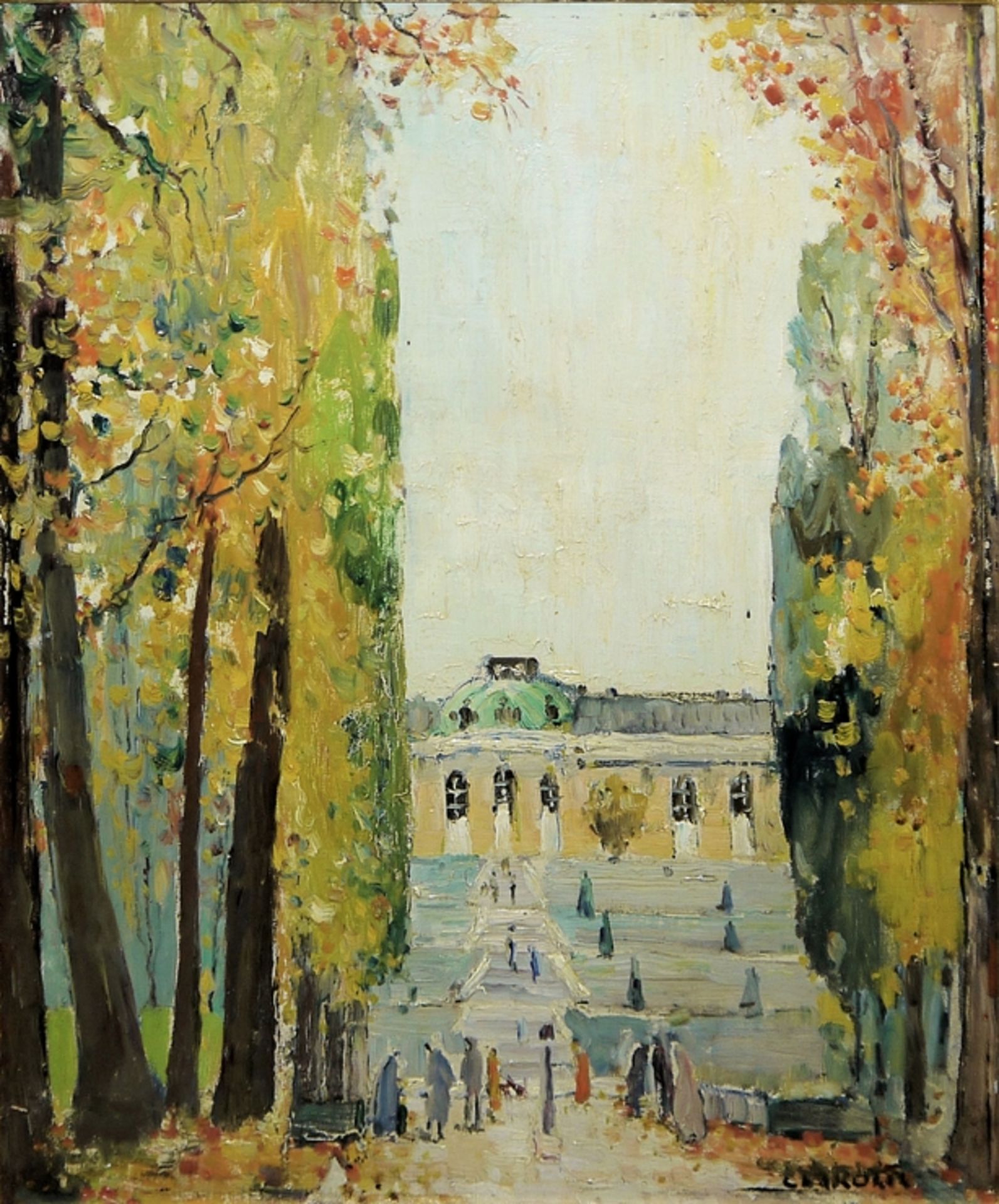 René Clarot, Schloss Sans Soucis, Ölgemälde, gerahmt