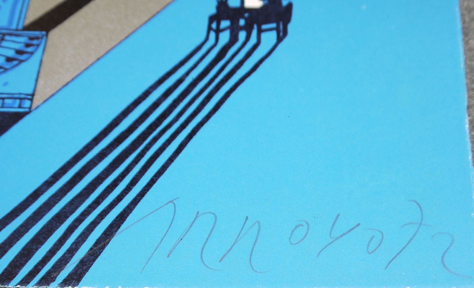 Eduardo Arroyo, "Pyramides" in Blau und Beige, 2 signierte Farblithographien von 1972  - Bild 4 aus 5