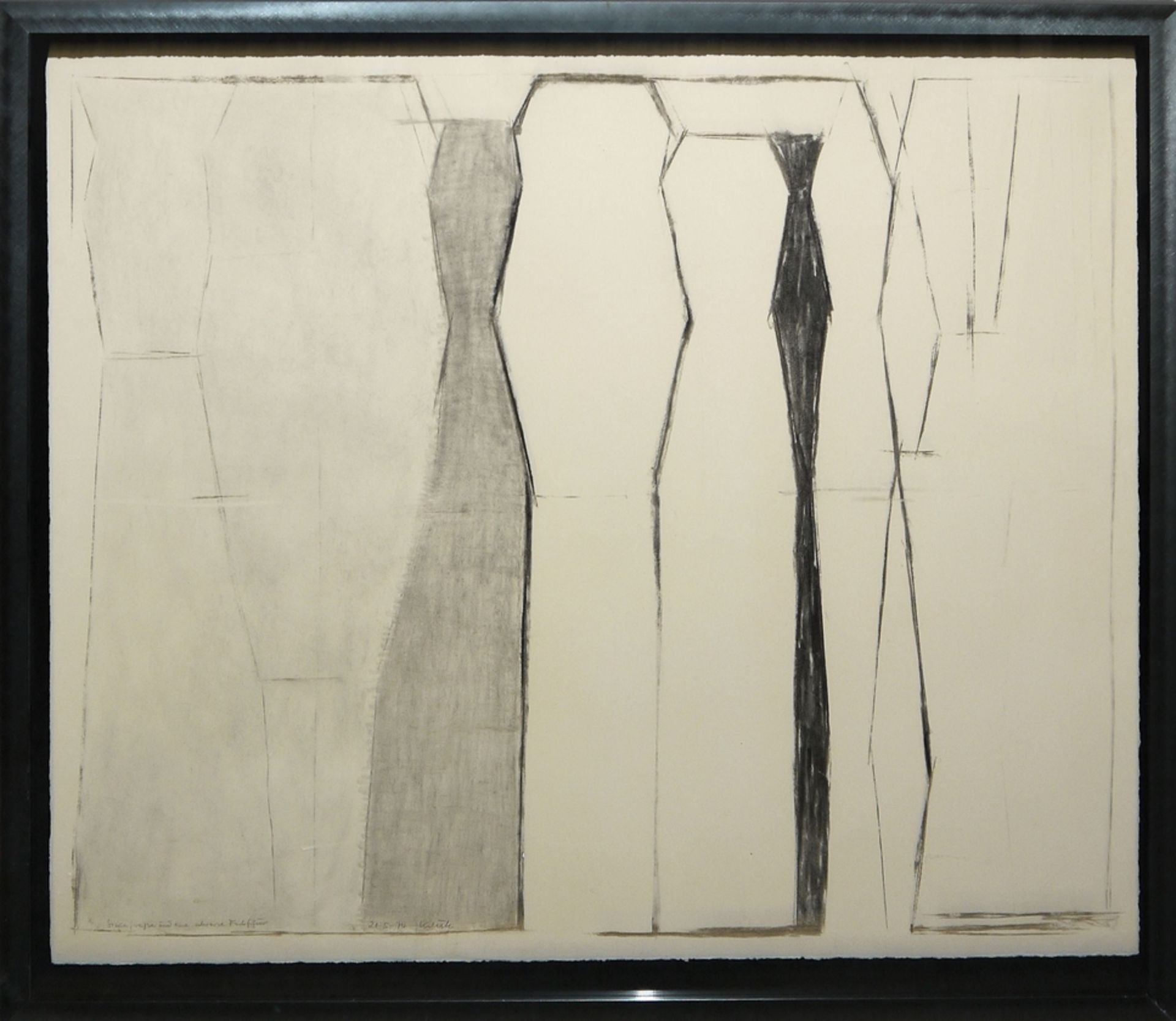 Heinz Kreutz, "Graue, weiße und eine schwarze Farbfigur", große Zeichnung! Aquarell, gerahmt