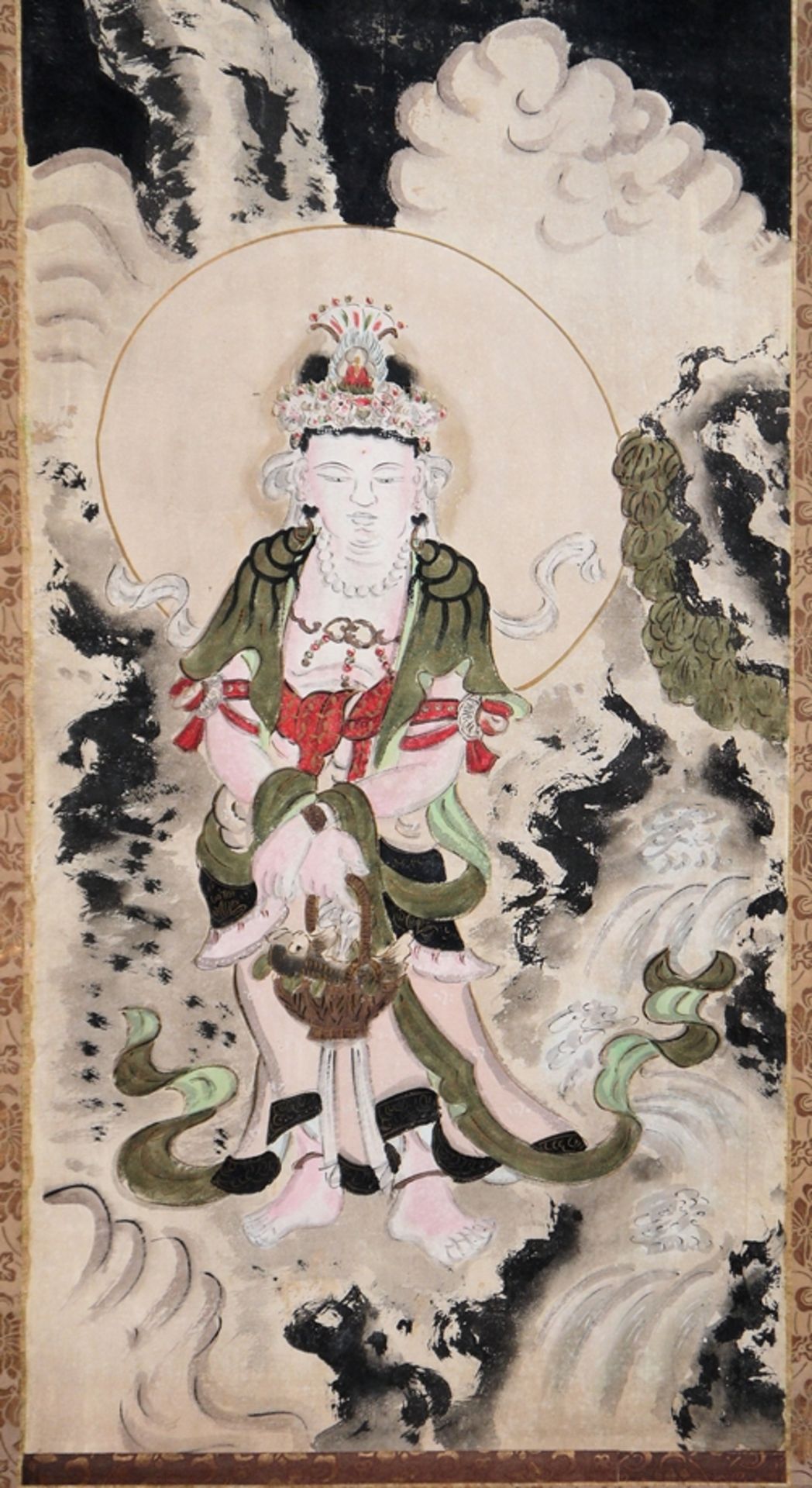 Kannon Bosatsu, die "Göttin der Barmherzigkeit" auf großer Bildrolle, Japan 1. H. 20. Jh. - Bild 2 aus 2