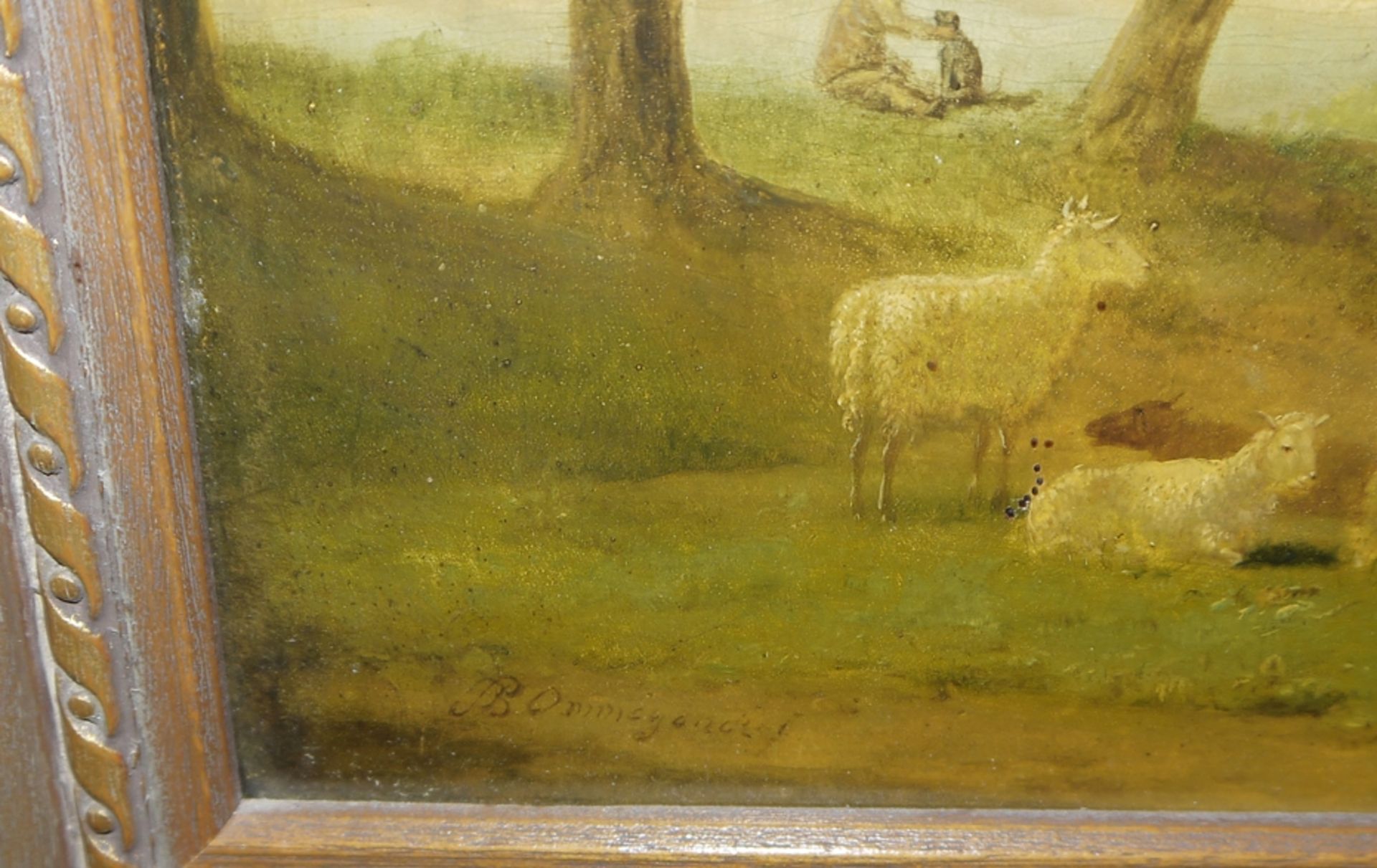 Balthasar Paul Ommeganck, Weidende Pferde, Kühe und Schafe mit Hirte unter Baumgruppe, Ölgemälde ge - Bild 3 aus 4