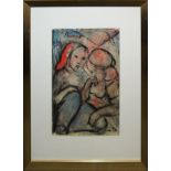 Elisabeth Schmitz, Zwei Frauen, Aquarell, gerahmt