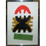 Giuseppe Capogrossi, Ohne Titel, signierte Farblithographie von 1970, gerahmt