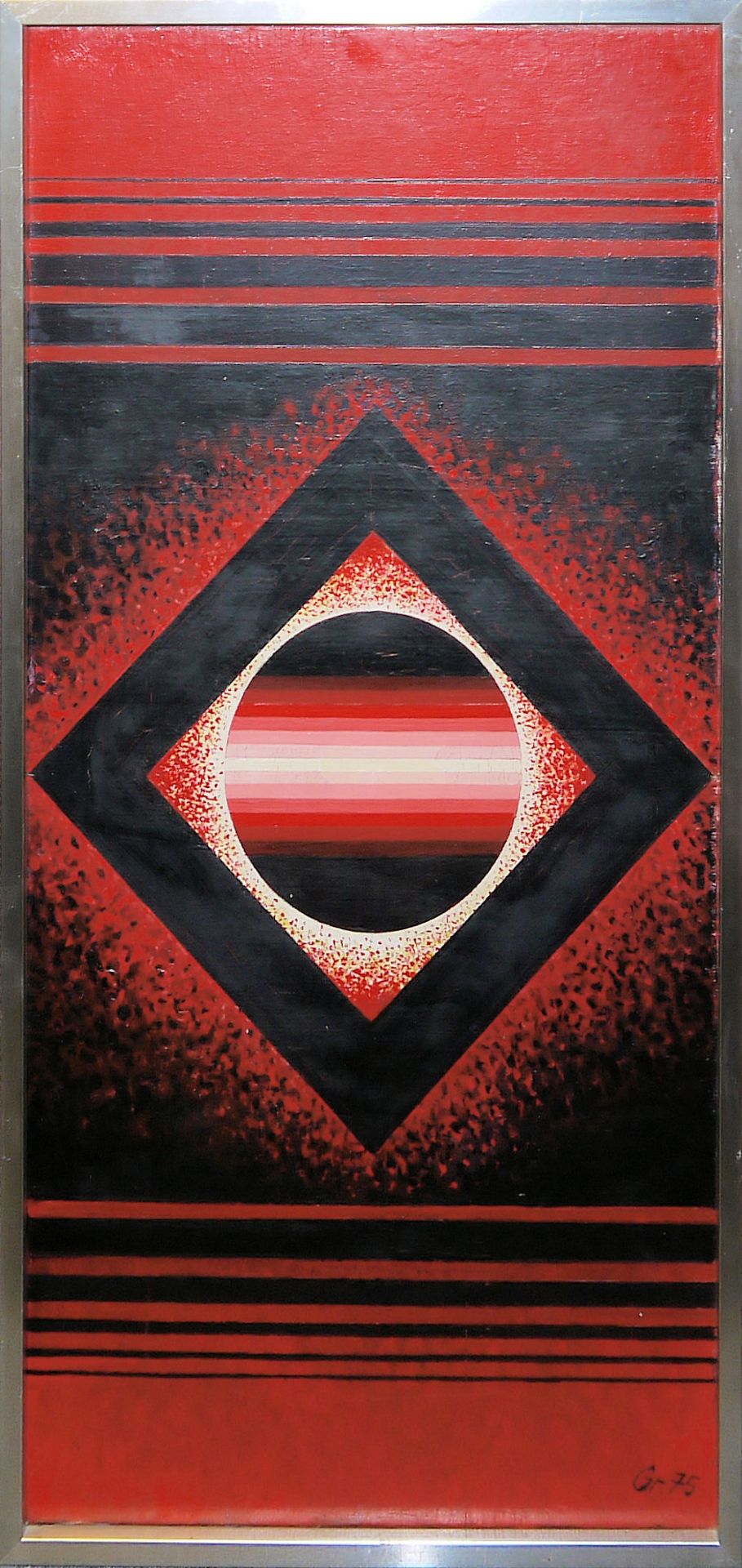 Lothar Griesbach, Schwarze Raute auf Rot, Ölgemälde von 1975