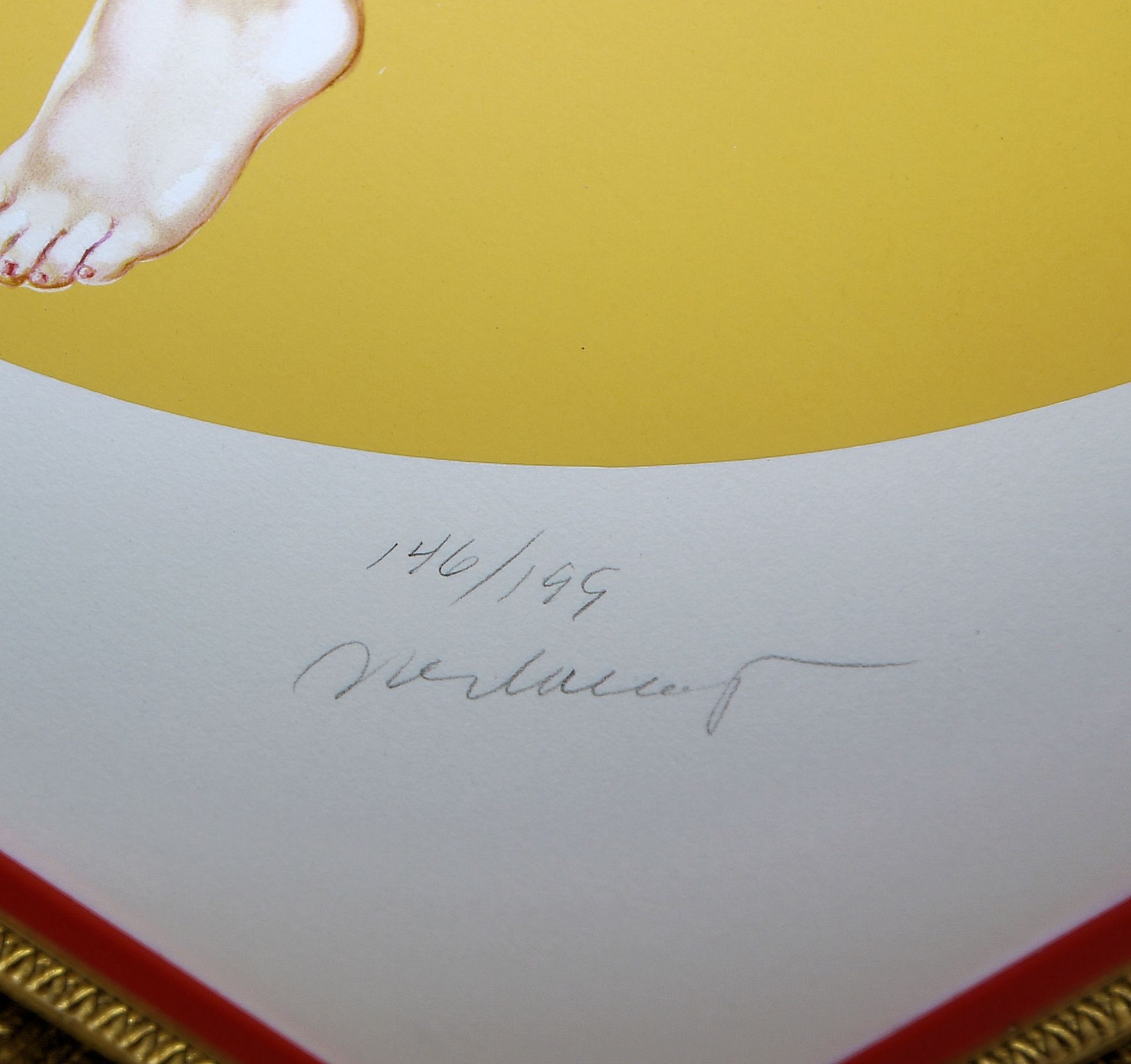 Mel Ramos, Hav-a-Havanna #3, signierte Farblithographie, im Goldrahmen - Bild 2 aus 2