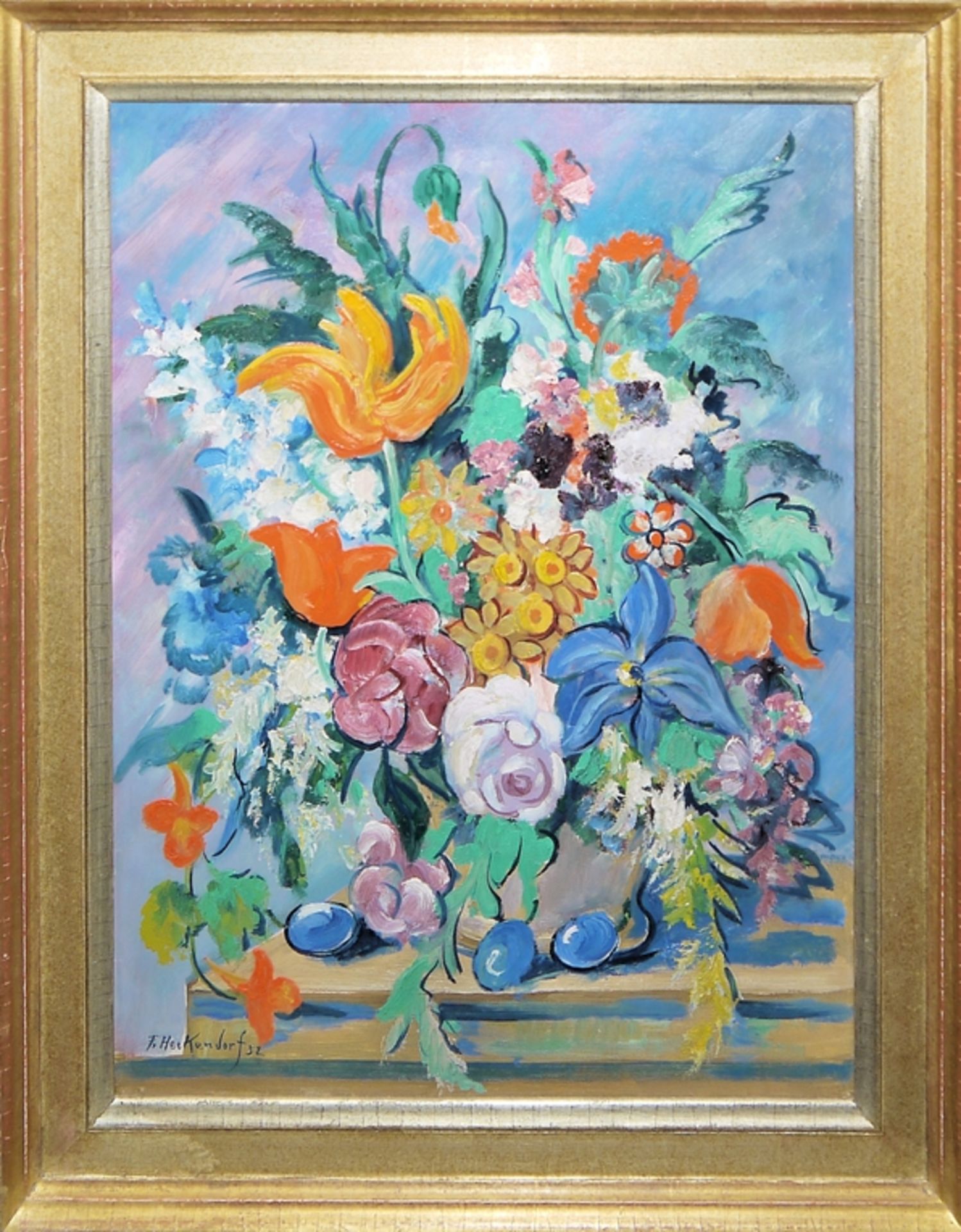 Franz Heckendorf, Expressive Blumen, Ölgemälde, gerahmt - Bild 3 aus 4