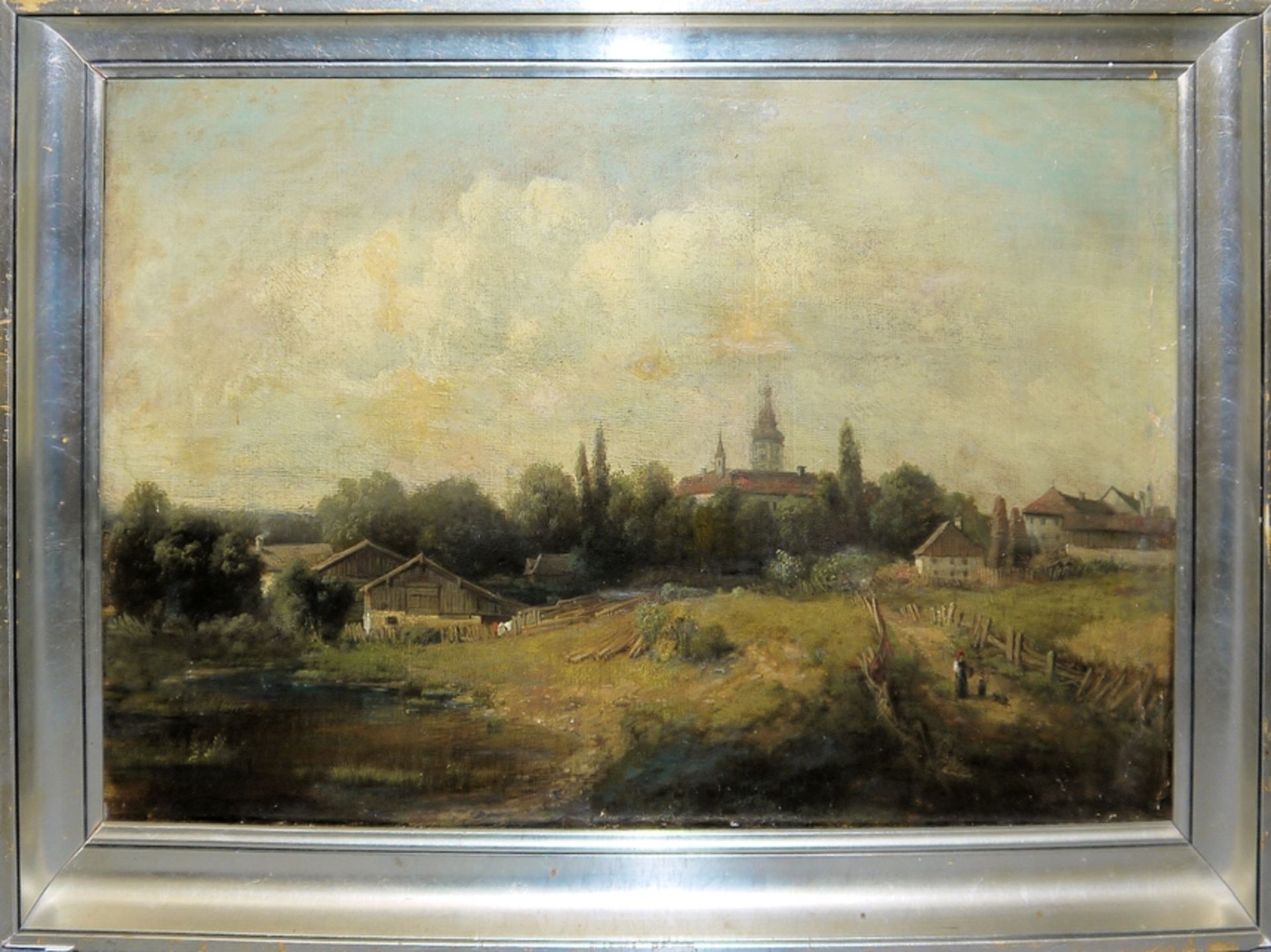 Carl Millner & Wilhelm Klein, Landschaften, 2 Ölgemälde 19. Jh., unrest. Speicherfunde, beide alt g - Bild 2 aus 8