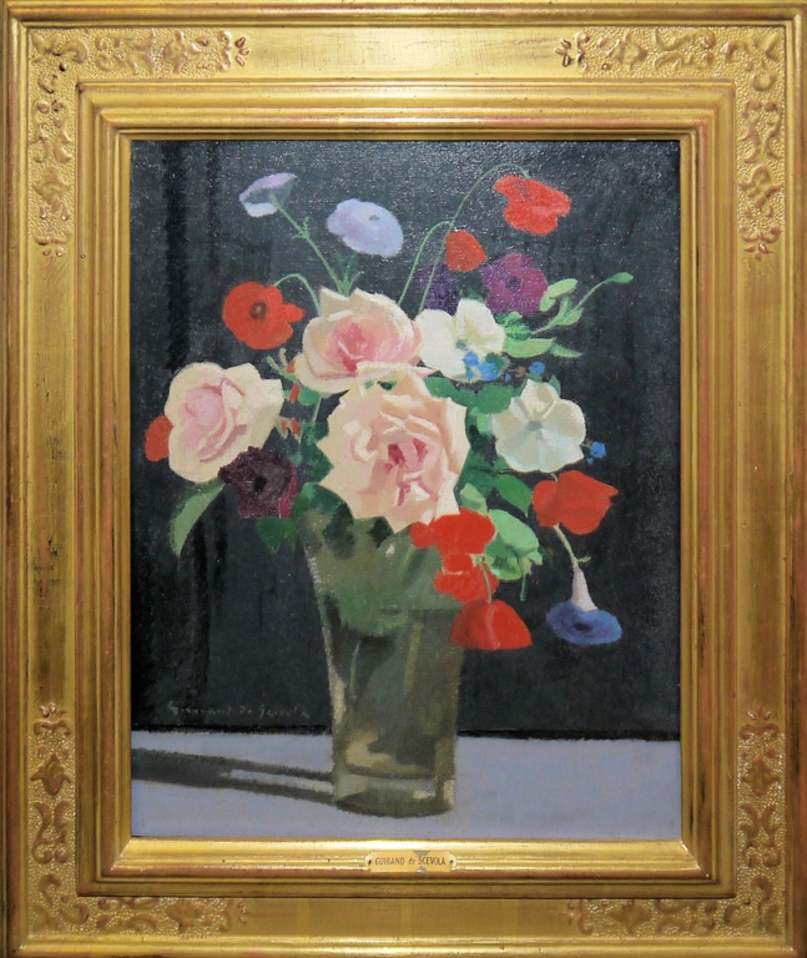 Lucien Victor Guirand de Scévola, Blumenstillleben, Ölgemälde, im Goldrahmen