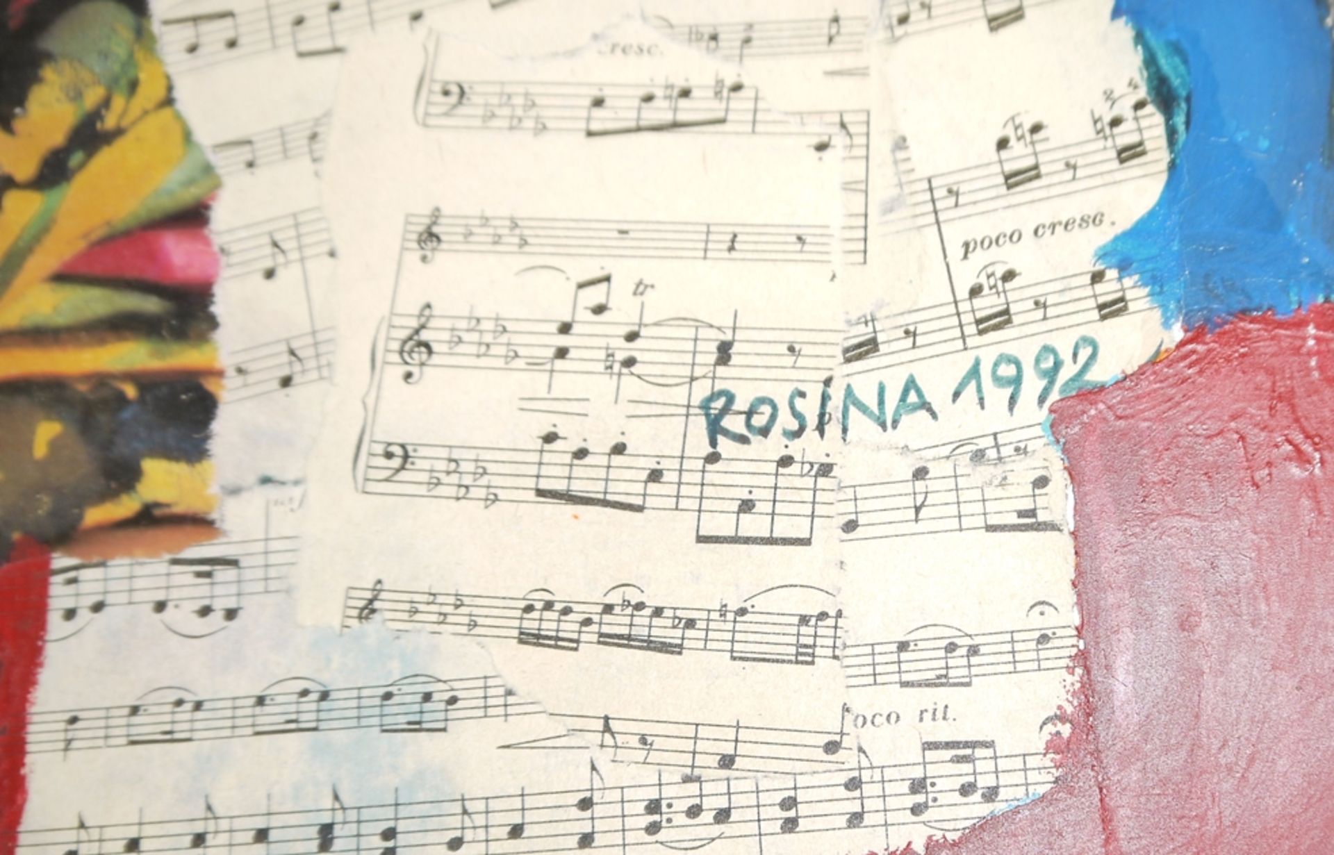 Rosina Wachtmeister, Flötenspielerin, Mischtechnik/Collage von 1992 - Bild 2 aus 2