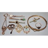Sammlung feiner alter Schmuck, überwiegend Jugendstil um 1880-1900, vergoldet