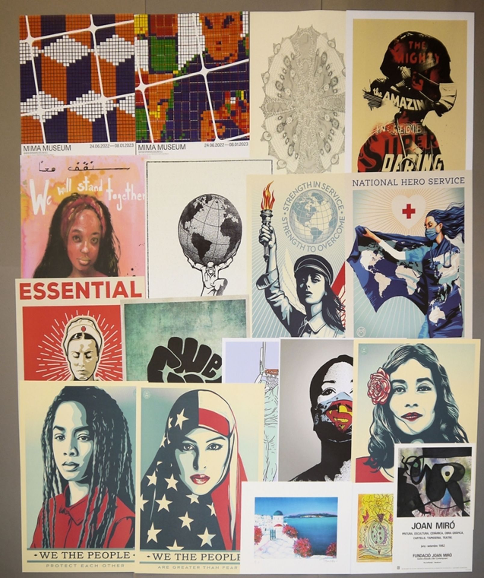 Street Art Sammlung mit 18 Graphiken, u.a. Shepard Fairey und Banksy