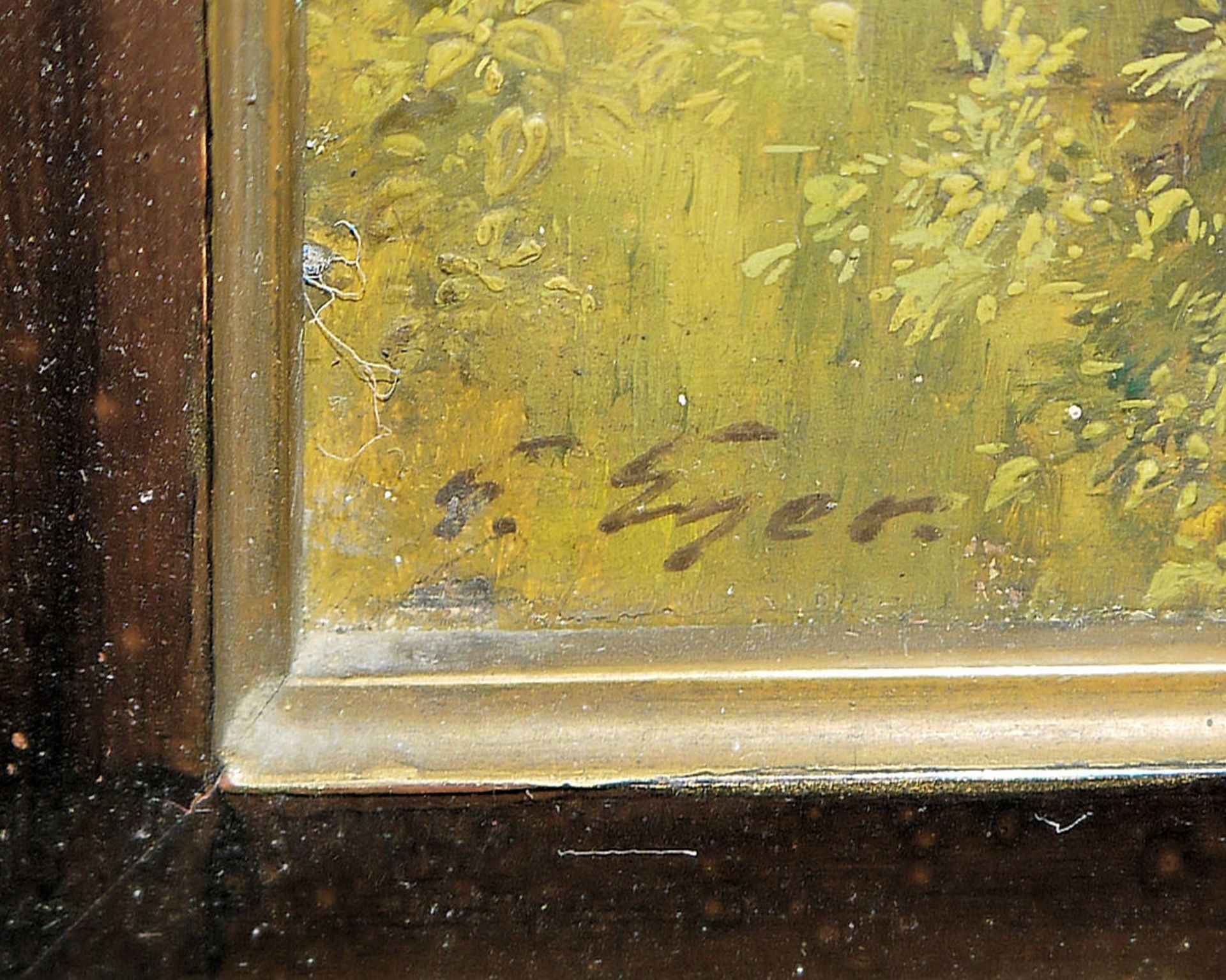 Gustav Eyer, "Sonntag ists", Ölgemälde im Goldstuckrahmen - Bild 2 aus 3