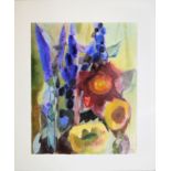 Willy Ulfig, Sommerlicher Blumenstrauß, großes signiertes Aquarell von 1973