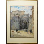 Viktor Roman, "Porta Augusta Perugia", signiertes Aquarell, gerahmt