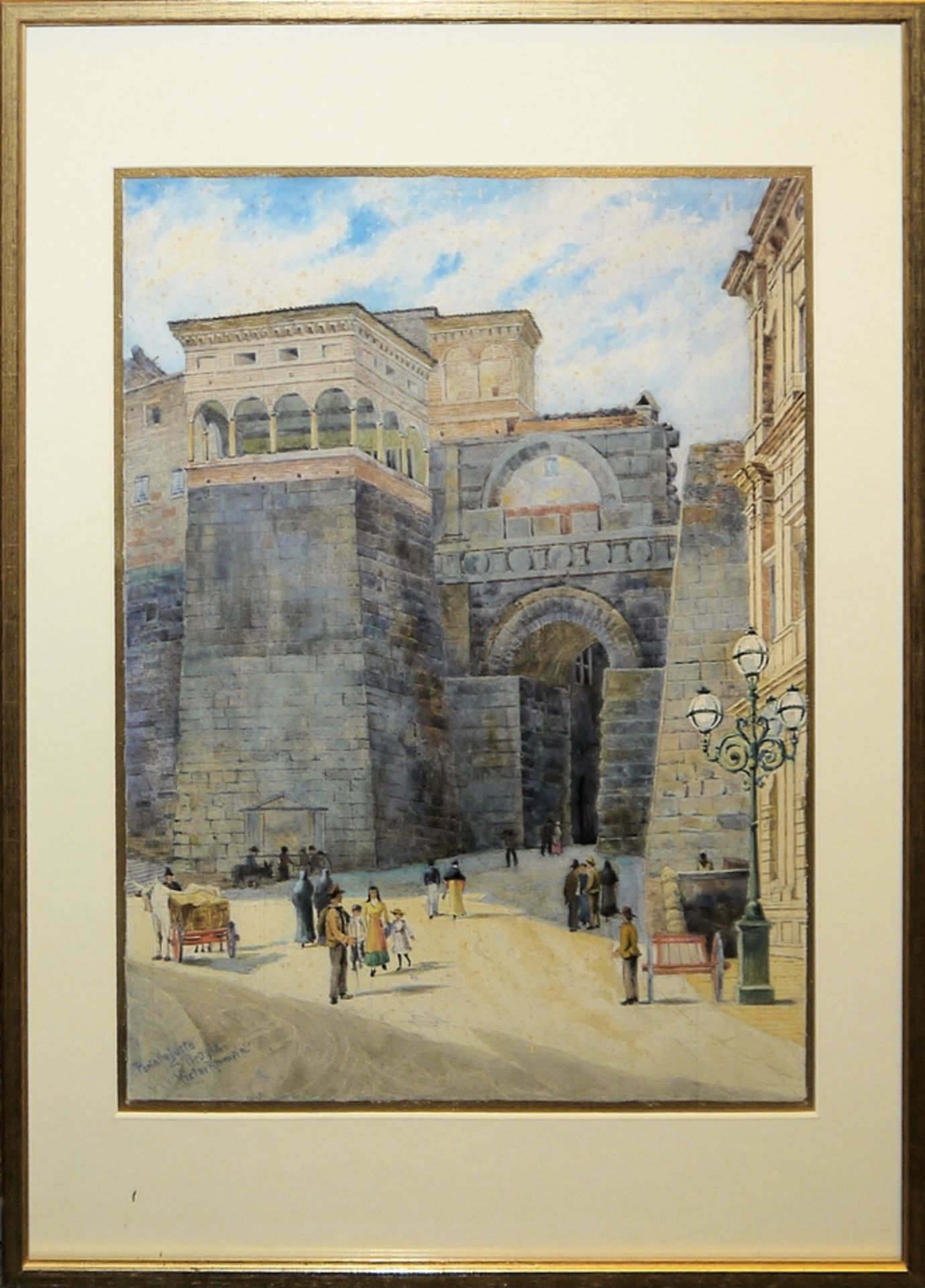 Viktor Roman, "Porta Augusta Perugia", signiertes Aquarell, gerahmt