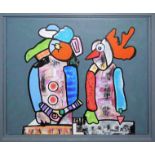 Otmar Alt, "Mitfahrgelegenheit", Acrylgemälde von 2017, gerahmt