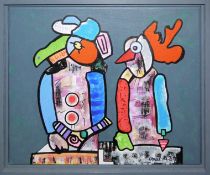 Otmar Alt, "Mitfahrgelegenheit", Acrylgemälde von 2017, gerahmt