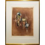 Johnny Friedlaender, Abstrakte Komposition, signierte Farbradierung, ansprechend gerahmt