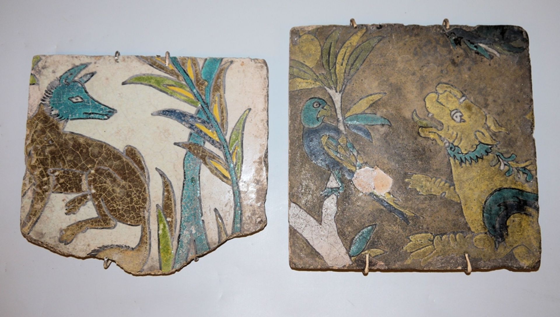 Zwei safawidische Bildfliesen, wohl Isfahan, Persien 16./17. Jh.