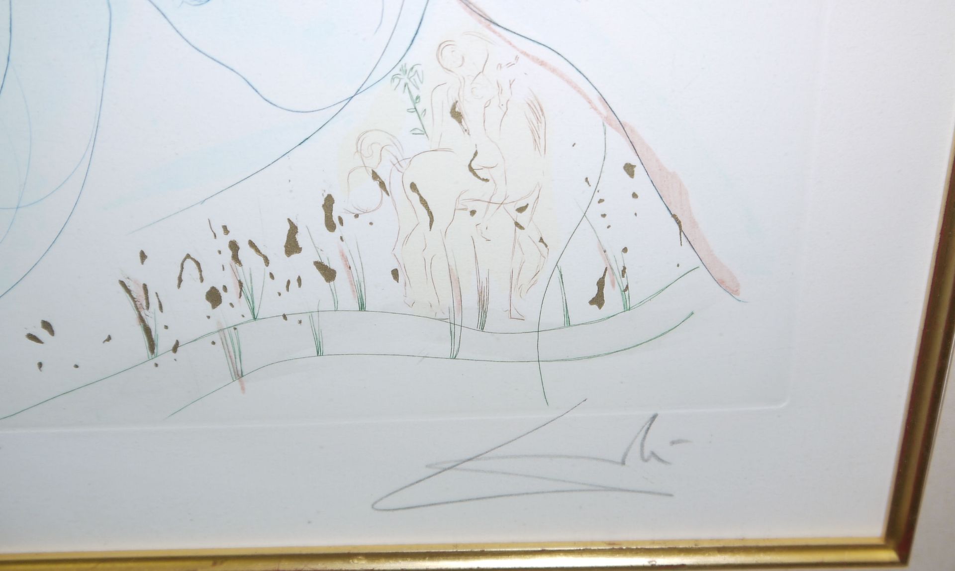 Salvador Dalì, "Die Taubenaugen der Braut", sign. Radierung mit Pochoir und Goldauflage von 1971, g - Bild 3 aus 3