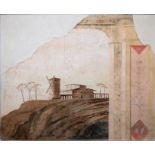 Wandfresko aus Palazzo in Tarquinia im Stil der pompejanischen Wandmalerei um 1900, gerahmt