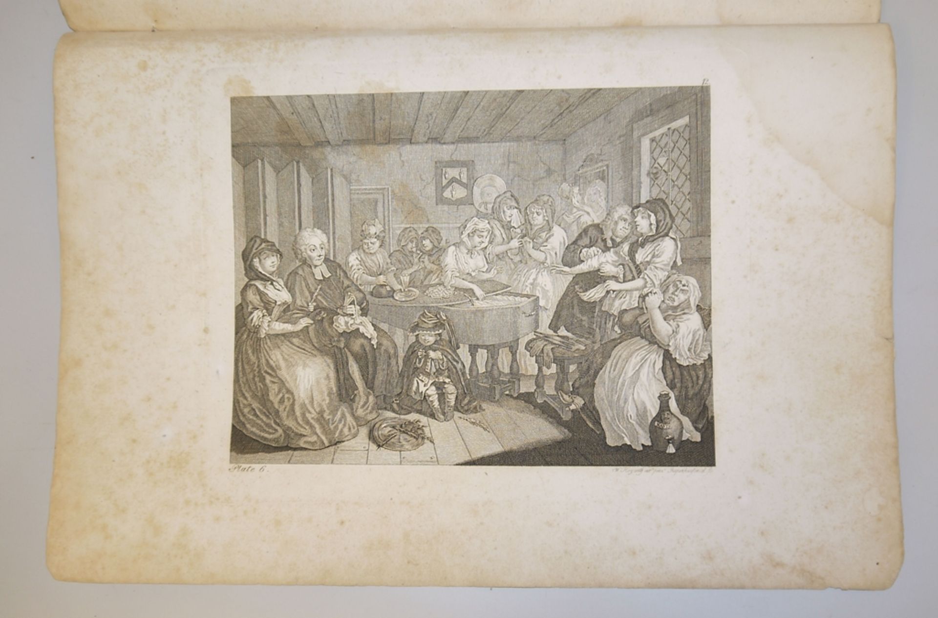 William Hogarth , "A Harlott's Progress" (Der Werdegang einer Hure), 1732, Folge von 6 Kupferstiche - Bild 6 aus 7