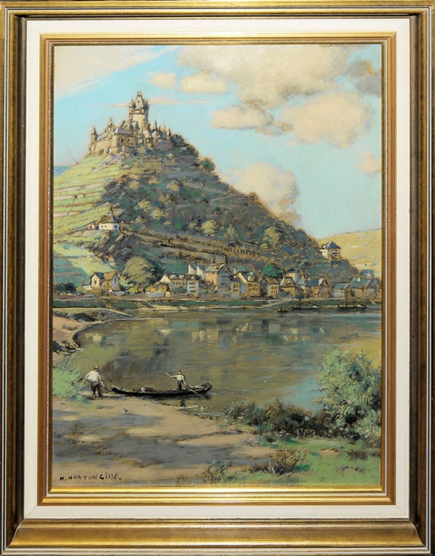 Heinrich Hartung, Reichsburg  Cochem an der Mosel, Ölgemälde von 1936, gerahmt