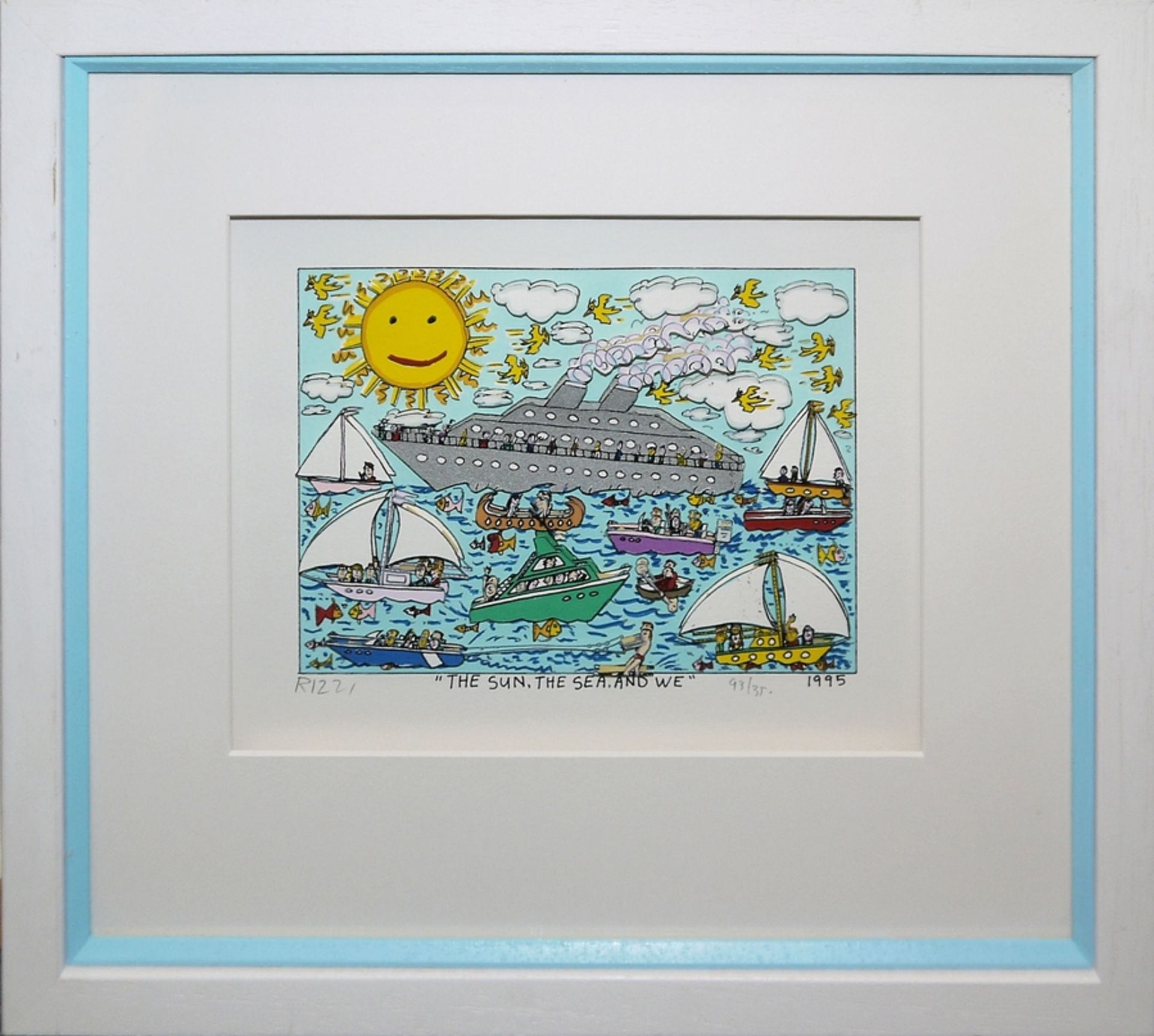 James Rizzi, "The sun. the sea. and we", sign. 3-D Farblithographie, gerahmt