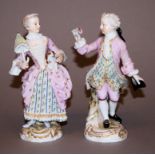 Galantes Paar, zwei Porzellanfiguren, Kgl. Meißen 19. Jh.