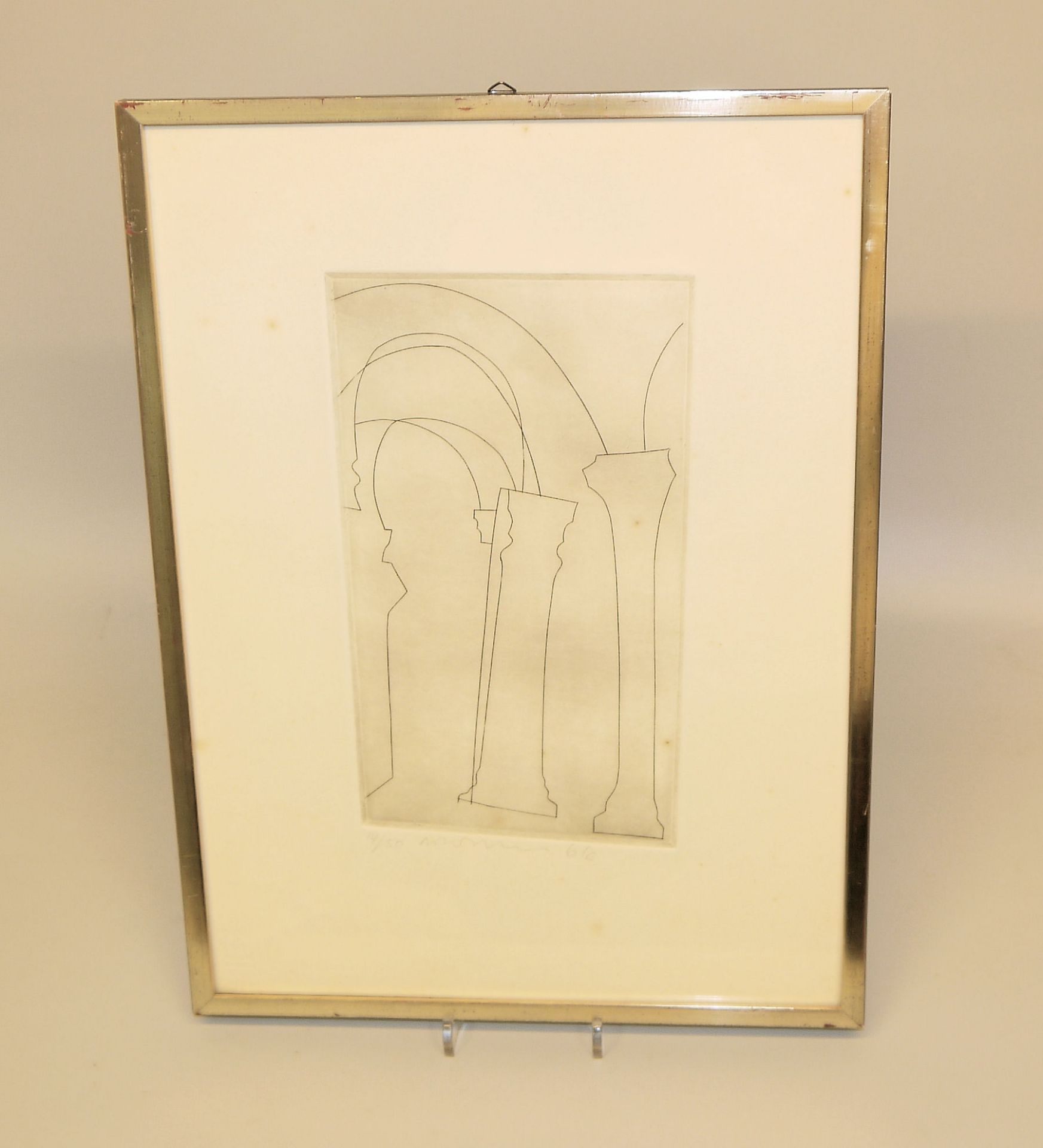 Ben Nicholson, "Tuscan Pillars", signierte Radierung von 1966, gerahmt 