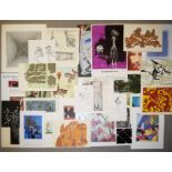 Umfangreicher Sammlungsnachlass mit ca. 60 Blatt Graphik u. wenige Originale (3), für Selbstbesicht