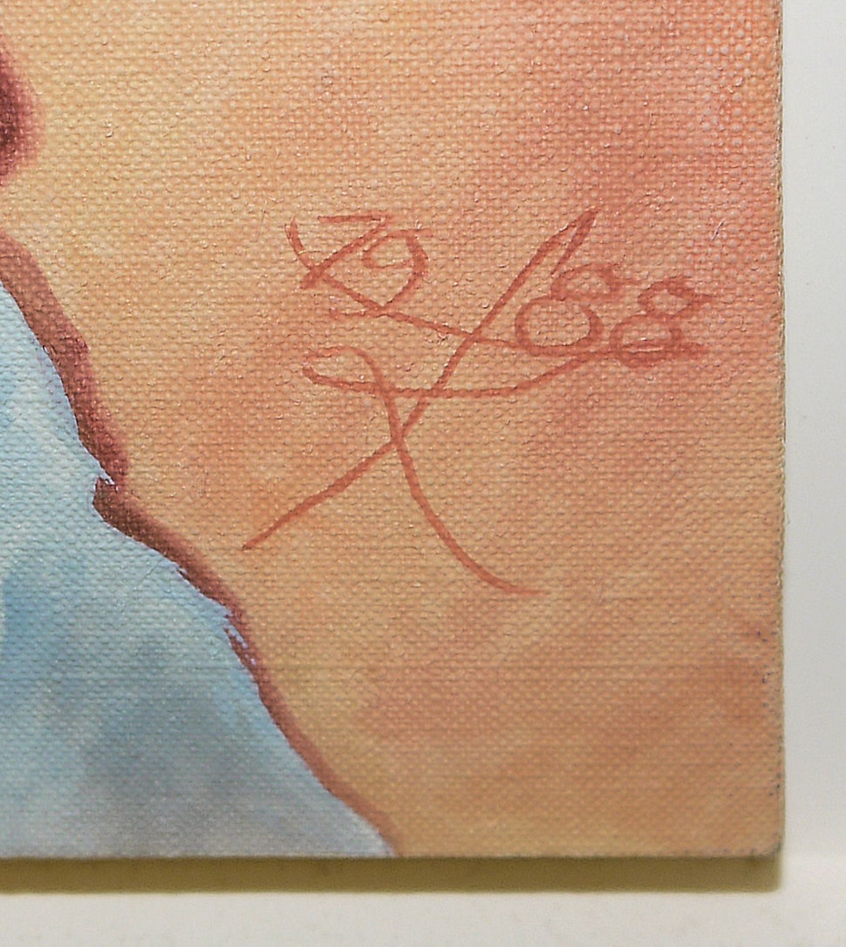 Fritz Köthe, "Geschlossenes Auge", großformatiges Ölgemälde von 1988, gerahmt - Bild 2 aus 3