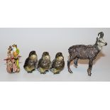 Drei Wiener Bronzen: Frosch, drei Spatzen und Gämse