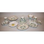 Likörservice, Vasen und Zierschalen, Indisch Grün u. Gelbe Rose, Meißen, 1. Wahl