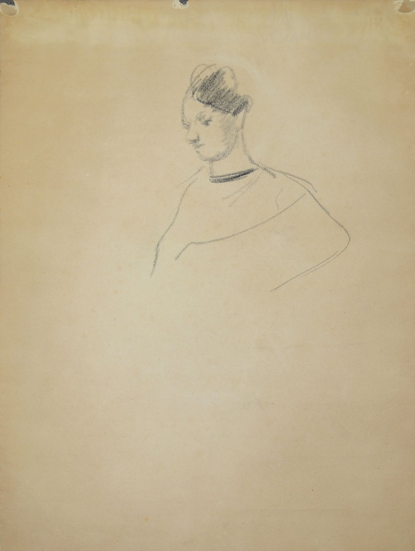 Max Gubler, Junge Frau, große Zeichnung um 1930 & Gisbert Pupp, "Jeune fille, femme, mère", Aquarel - Bild 2 aus 4