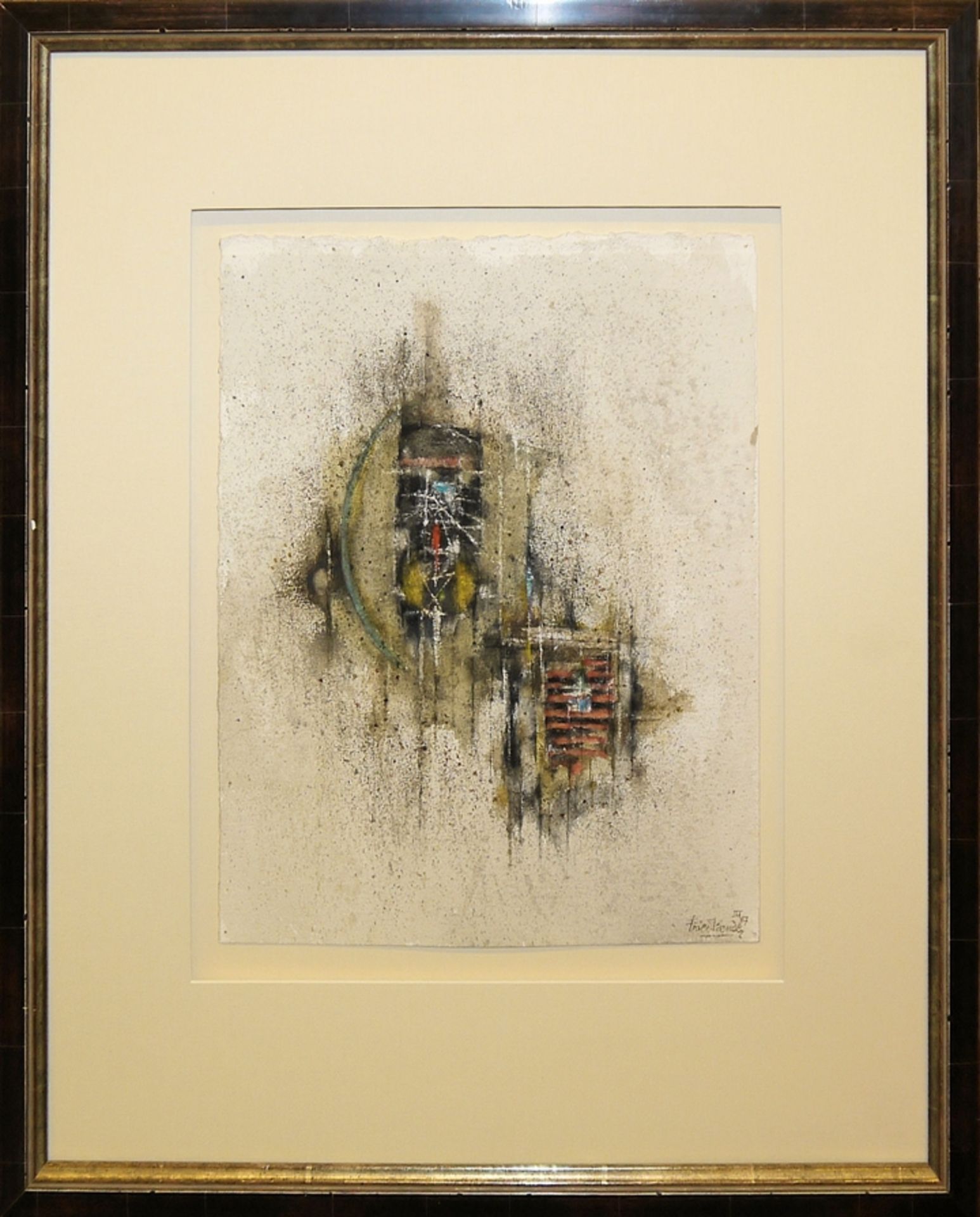 Johnny Friedländer, Ohne Titel, signiertes Aquarell von 1987, galeriegerahmt