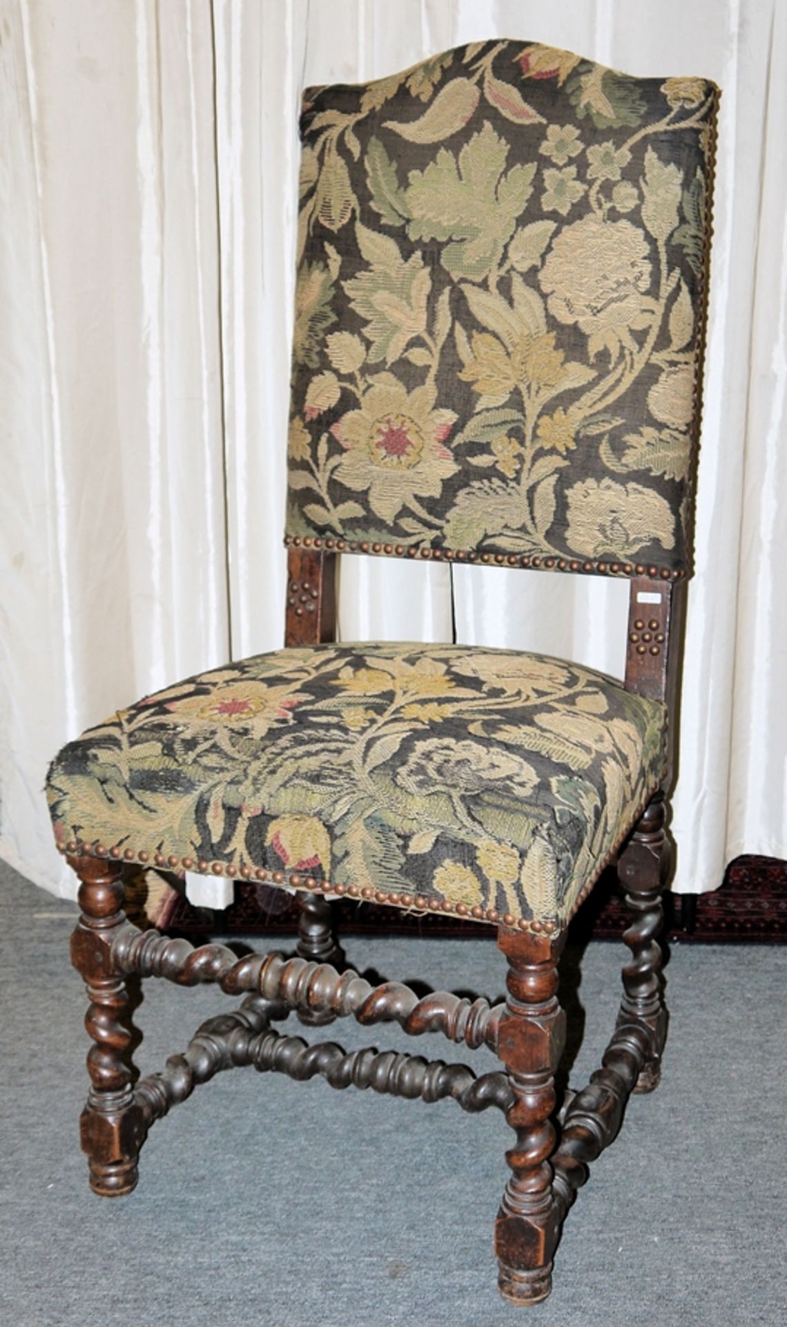 Kleiner Arbeitstisch mit Boulle-Marqueterie, Napoleon III, Frankreich um 1850/70 und ein Stuhl Stil - Bild 7 aus 8