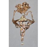 Feines Jugendstil-Collier mit Opalen und Perlen, Gold